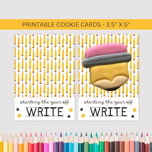 Carte à biscuits crayon pour la rentrée scolaire 3 x 5, enseignant qui commence l'année, écrivez la mini boîte backer emballage imprimable, téléchargement numérique instantané PDF