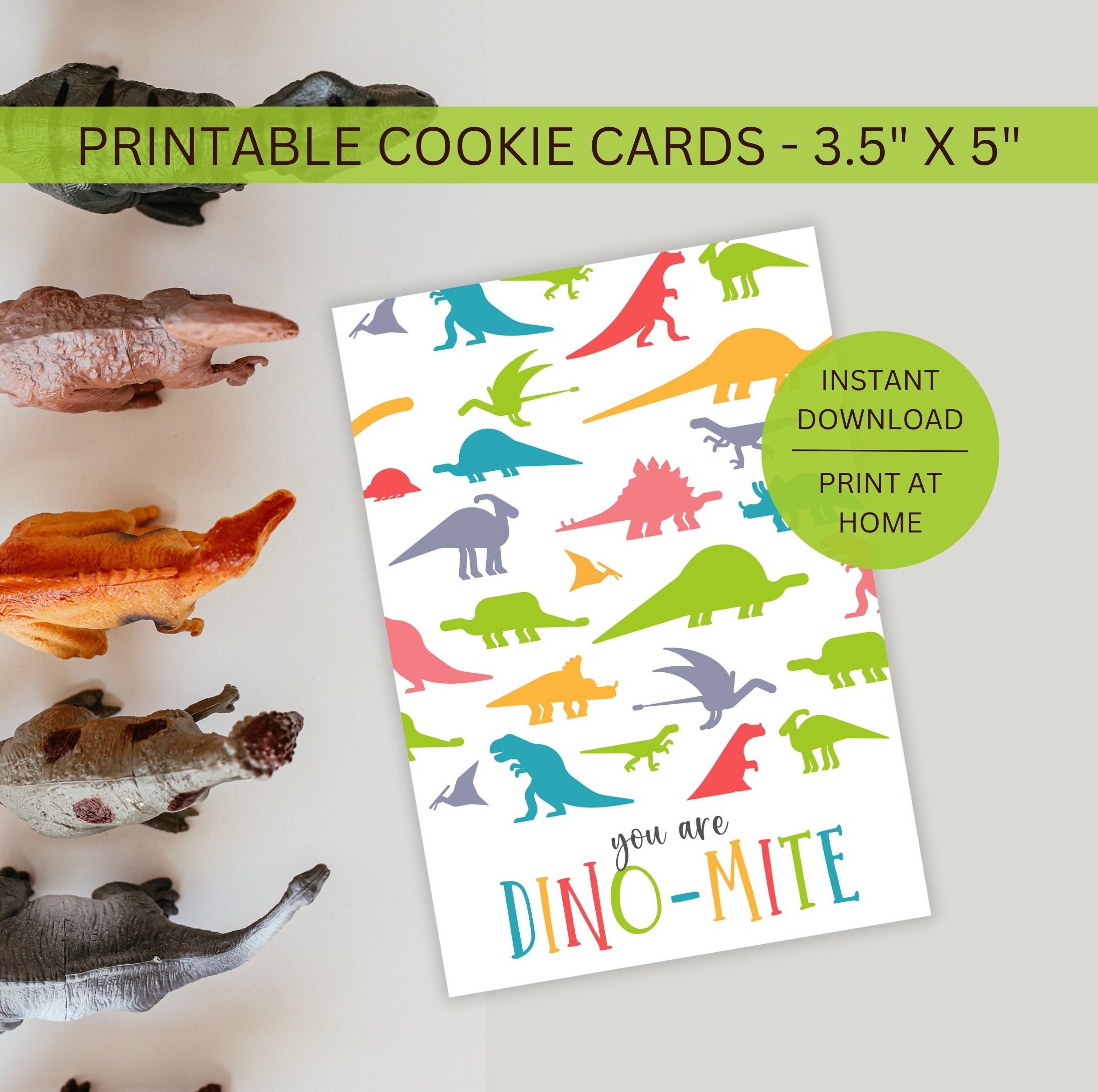 Dinomite Cookie Card Mini Backer Printable, Downloadable Dinosaur ...
