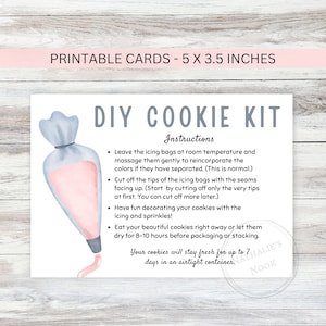 DIY Cookie Dekorieren Kit Anleitung Karte druckbar, Do It Yourself Dekorieren Cookie Icing Herunterladbare Verpackung, sofortiger digitaler Download