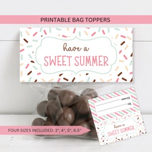 Décoration de sac Happy A Sweet Summer imprimable, crème glacée de fin d'année scolaire parsemée de biscuits Bonbons cadeau de classe, téléchargement numérique instantané