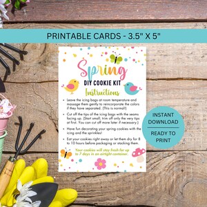 Frühling DIY Cookie Kit Anweisungen Karte dekorieren druckbare, Do It Yourself Blumen dekorieren Icing Herunterladbare Verpackung Download-Datei PDF