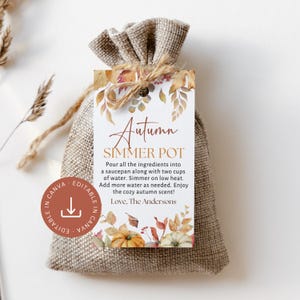 Fall Stovertop Potpourri Tag Editable: Printable Homemade Autumn Gift Label (Instant Digital Download)