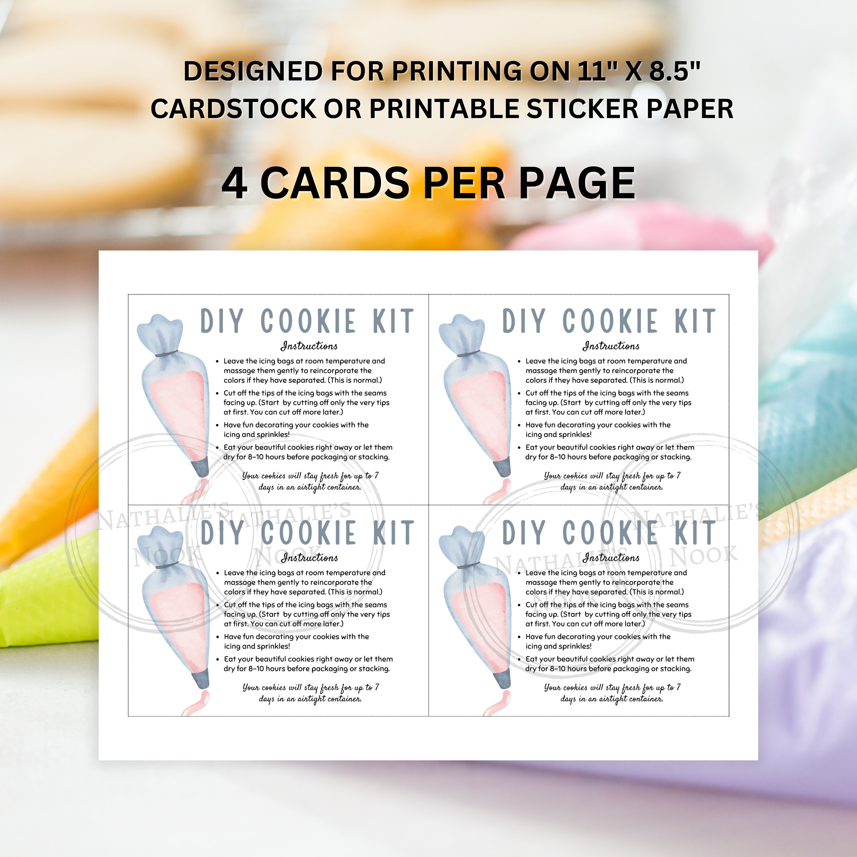 DIY Cookie Decorating Kit Instructions Card Printable, Do It Yourself ...