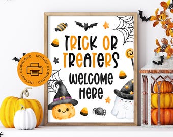 Printable Trick or Treat Welcome Sign, Halloween Door Sign 8x10, Trick or Treaters Candy Porch Sign, Instant Digital Download PDF File