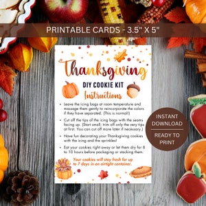 Thanksgiving DYI Cookie Kartenanweisungen zum Ausdrucken, Do It Yourself Zucker Cookie Dekorieren, Herbst Verpackung, sofortiger digitaler Download
