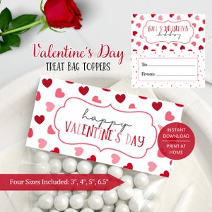 Valentinstag Toppers druckbare, Klasse Geschenk Herzen Cookie behandelt Candy Toppers, Goodie Bag Party Favor sofort digitaler Download