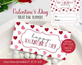 Adornos para el día de San Valentín para imprimir, adornos para galletas, dulces y obsequios de clase, bolsas de regalo para fiestas, descarga digital instantánea