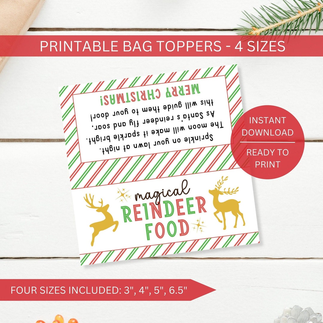 Reindeer Food Bag Topper Printable Magical Reindeer Food Christmas
