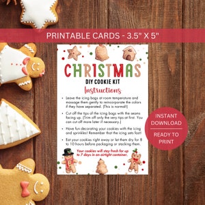 Weihnachten DIY Cookie Kit Anleitung Karte druckbar, Do It Yourself Urlaub Dekorieren, Kinder dekorieren Verpackung Sofortiger digitaler Download