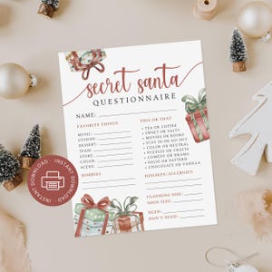 Wichtel Fragebogen Printable Sheet 200x300, Weihnachten Büroarbeit Geschenk Börse A4, Kollegen Wunschliste Sofort Download PDF