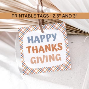 Thanksgiving Cookie Tag Printable, Happy Thanksgiving Fall Autumn Plaid Downloadable Gift Treat Favor Label, Instant Digital Download