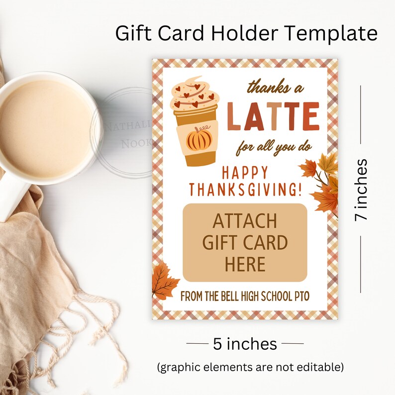 Printable Thanks a Latte Thanksgiving Gift Card Holder, Fall Teacher ...