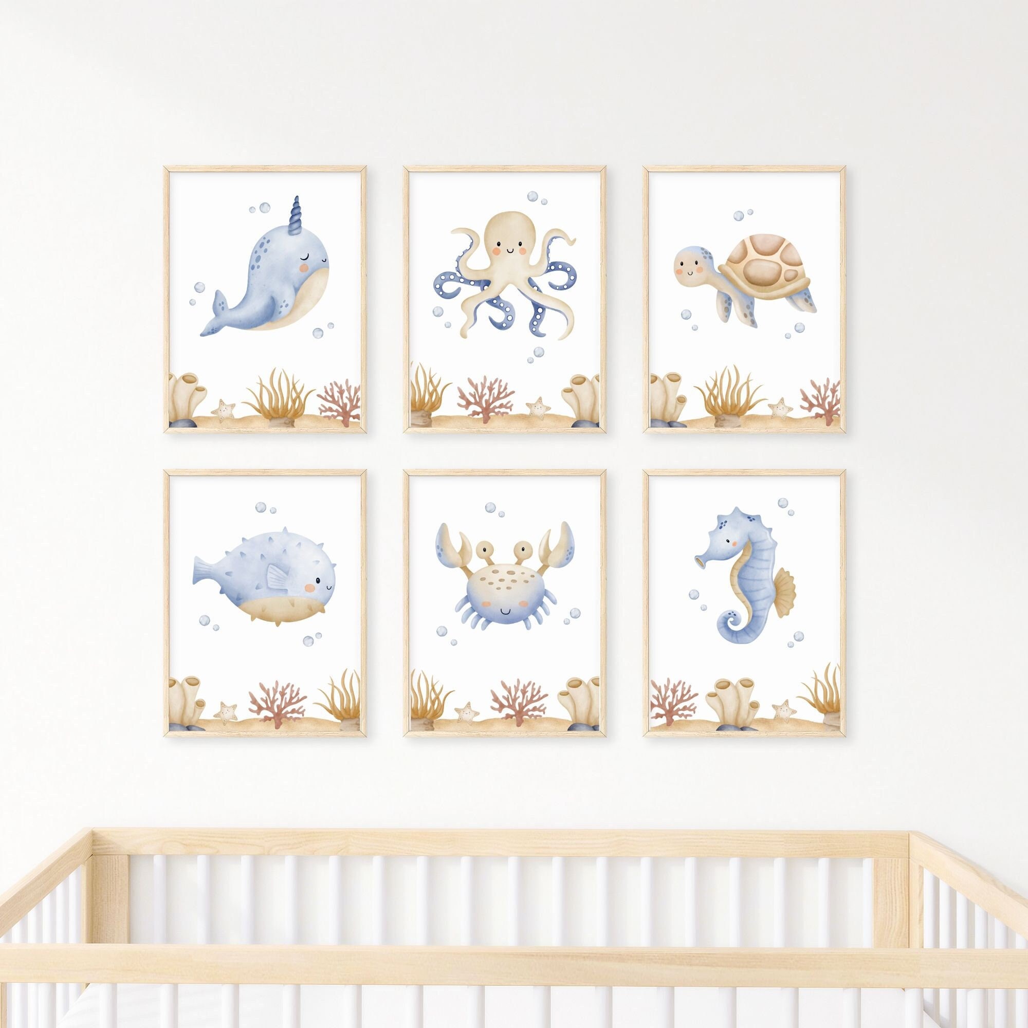 Boy Ocean Nursery, Sea Life Nursery Art, Ocean Animals Nursery Prints