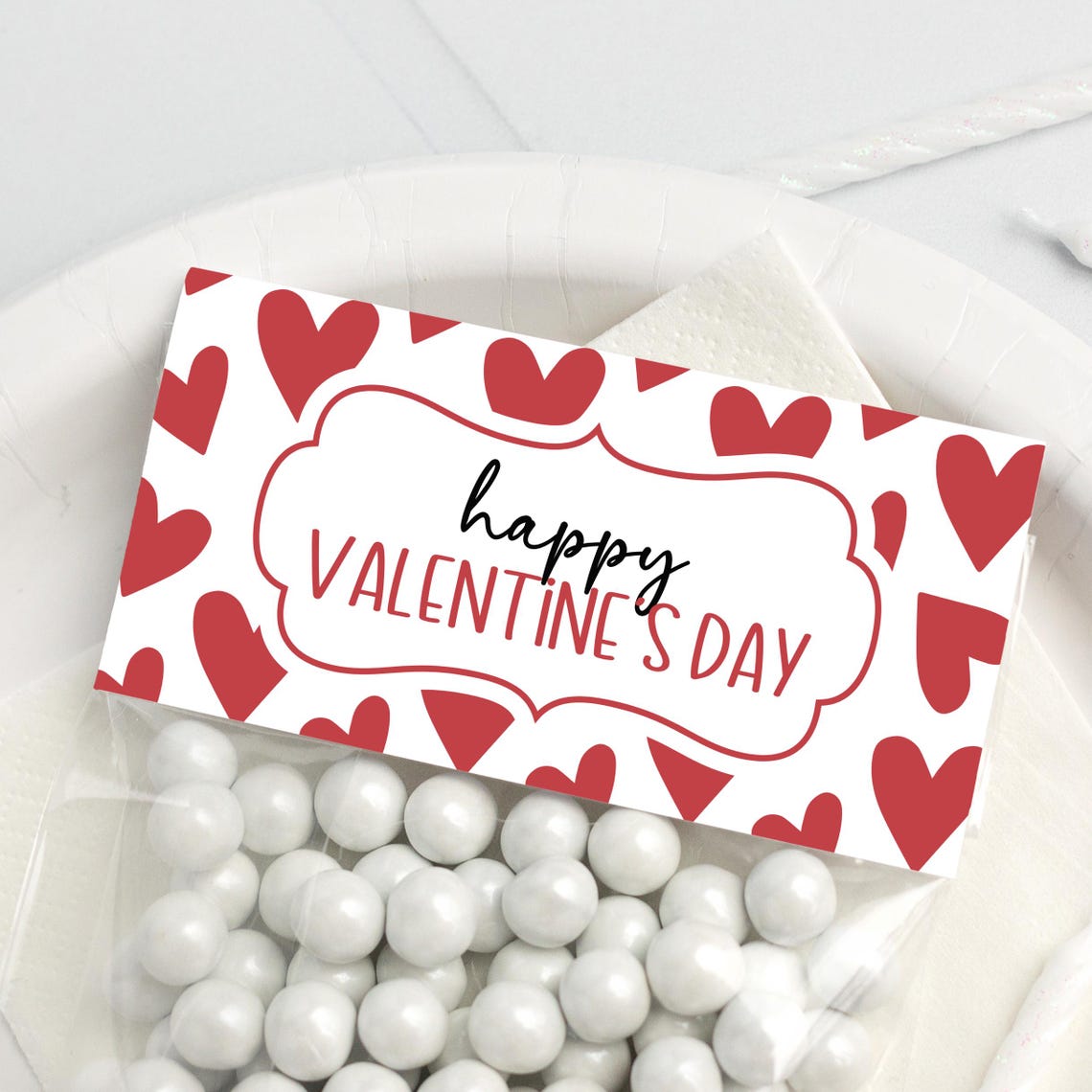Happy Valentine's Day Bag Toppers Printable: Heart Cookie Treats Candy ...