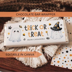 Halloween Chocolate Bar Wrapper Editable, Customizable Printable Candy Label Template, Personalized Trick or Treat Instant Digital Download