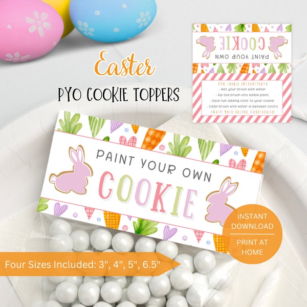 Ostern PYO Cookie Bag Topper Printable, Malen Sie Ihre eigenen Ostern Topper für Kinder, herunterladbare Osterklasse Geschenkideen Sofortiger digitaler Download