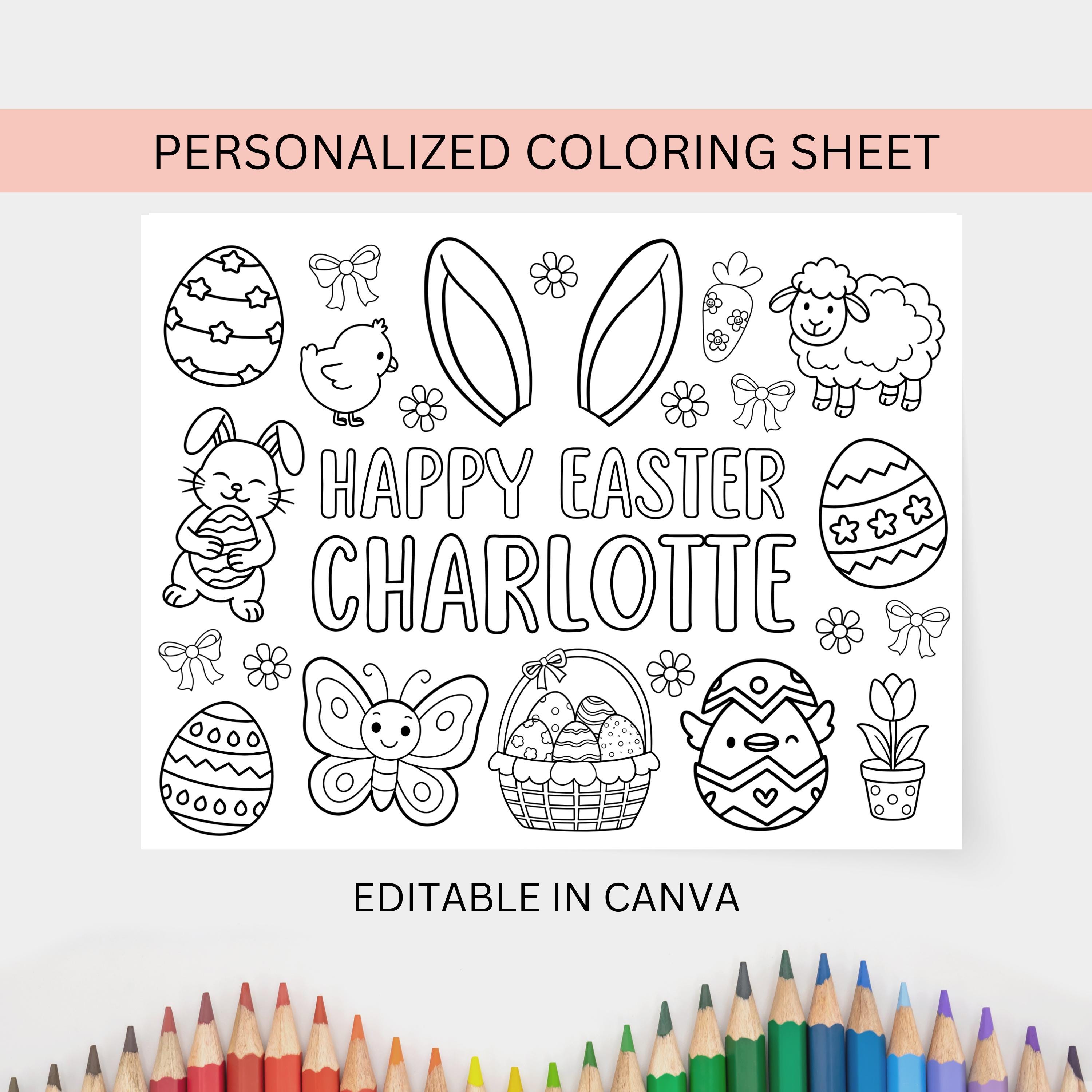 Personalized Easter Coloring Page: Printable Kids Activity PDF File ...