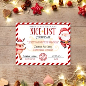 Nice List Certificate From Santa Claus Official Editable Template ...