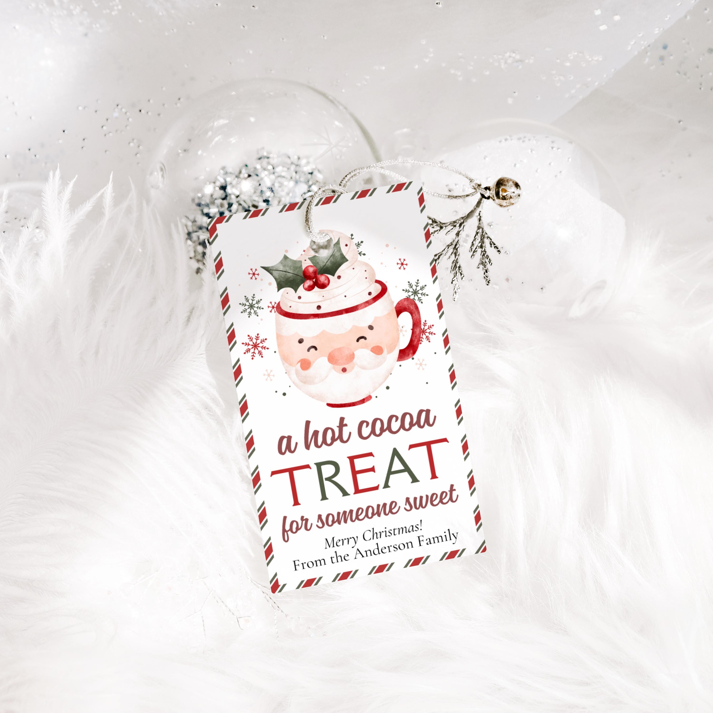 Hot Cocoa Christmas Gift Tag Printable, Editable Hot Chocolate Holiday ...