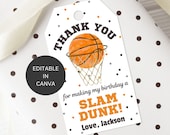 Basketball Party Favor Tag Editable, Printable Boy Sports Birthday Thank You Tag, Guest Downloadable Gift Label, Instant Digital Download