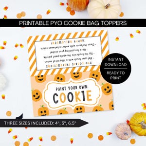 Halloween Paint Your Own Cookie Bag Topper Printable: PYO Pumpkin Design (Instant Download PDF File)