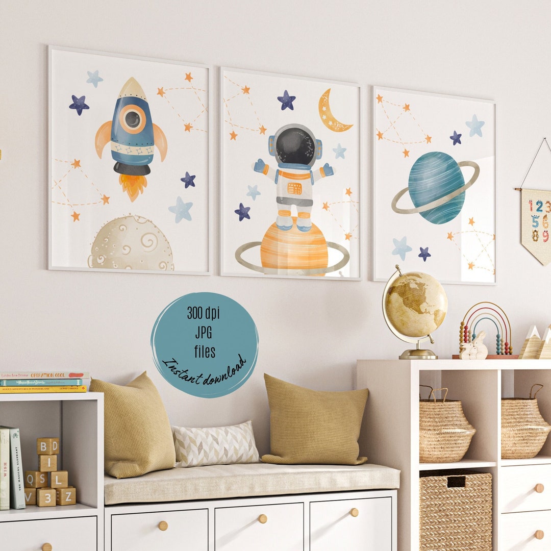 Outerspace Nursery Decor, Space Decor for Boys, Outerspace Nursery Wall