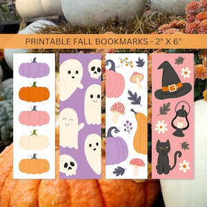 Pacote de Marcadores de Livros para Imprimir com Tema de Outono e Halloween: Um Presente Aconchegante para Amantes de Livros (Download Digital)