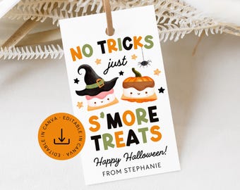 Halloween S'mores Tag Editable: Kids School Smores Kit Printable Treat Label (Instant Digital Download)