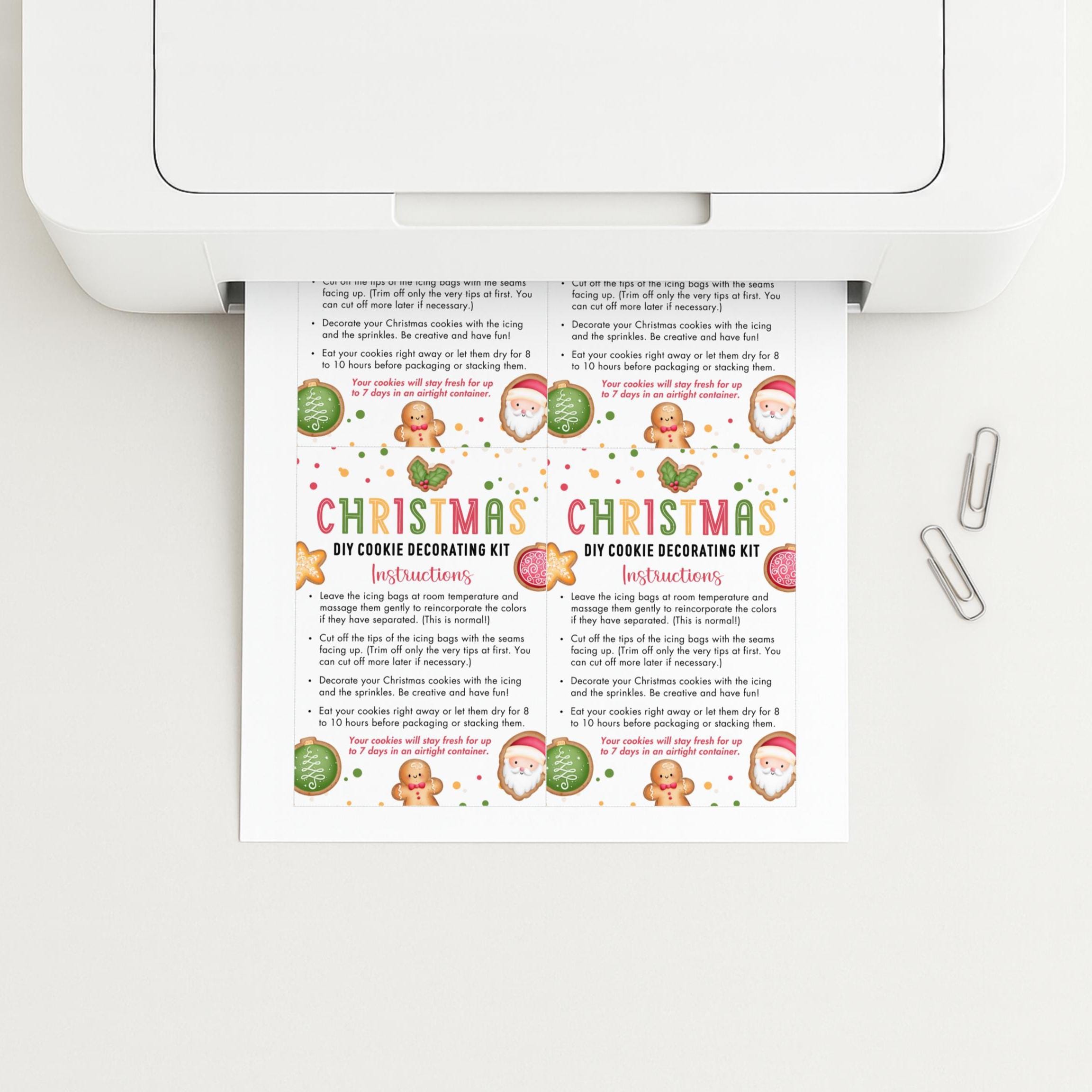 DIY Cookie Kit Instructions Christmas Printable Card, Do It Yourself ...
