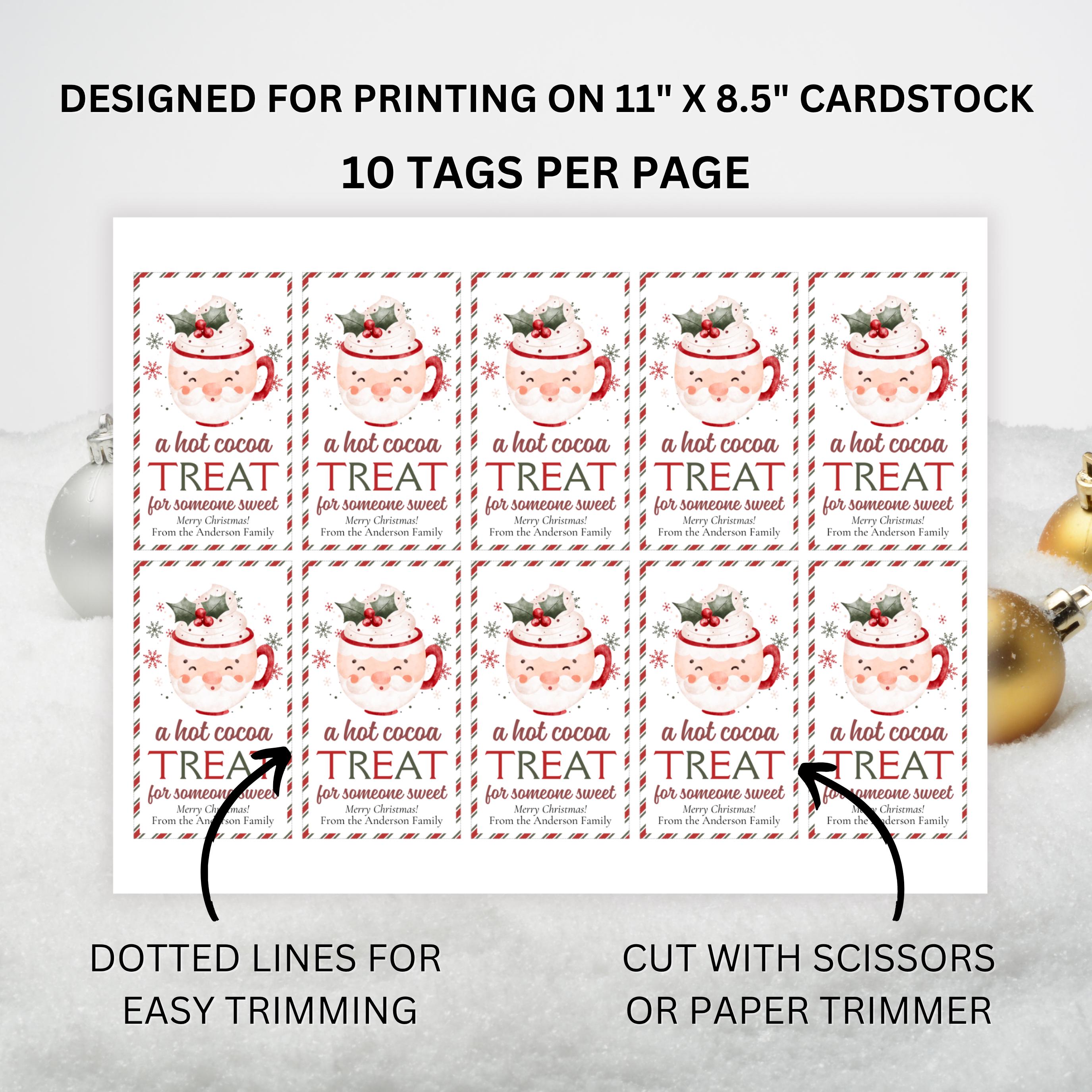 Hot Cocoa Christmas Gift Tag Printable, Editable Hot Chocolate Holiday ...
