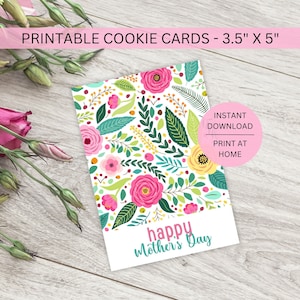 Muttertag Cookie-Karte Mini Box Backer druckbare, glückliche Muttertag herunterladbare helle Blumenverpackung, sofortiger digitaler Download