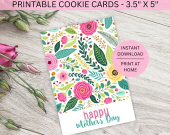 Mothers Day Cookie Card Mini Box Backer Printable, Happy Mother's Day Downloadable Bright Floral Treat Packaging, Instant Digital Download