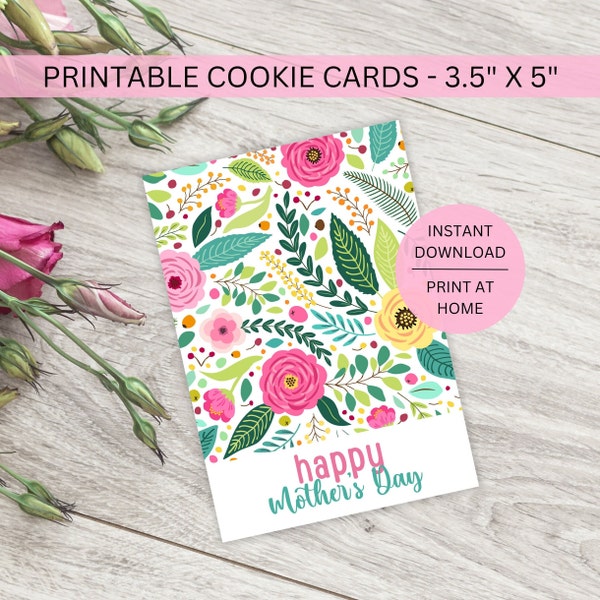 Mothers Day Cookie Card Mini Box Backer Printable, Happy Mother's Day Downloadable Bright Floral Treat Packaging, Instant Digital Download
