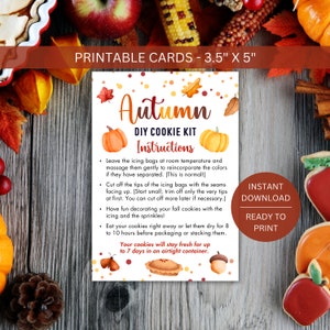 DIY Cookie Kit Anleitung Herbst druckbare Karte, Do It Yourself Zucker Cookie Dekorieren, Herbst Verpackung, sofortiger digitaler Download