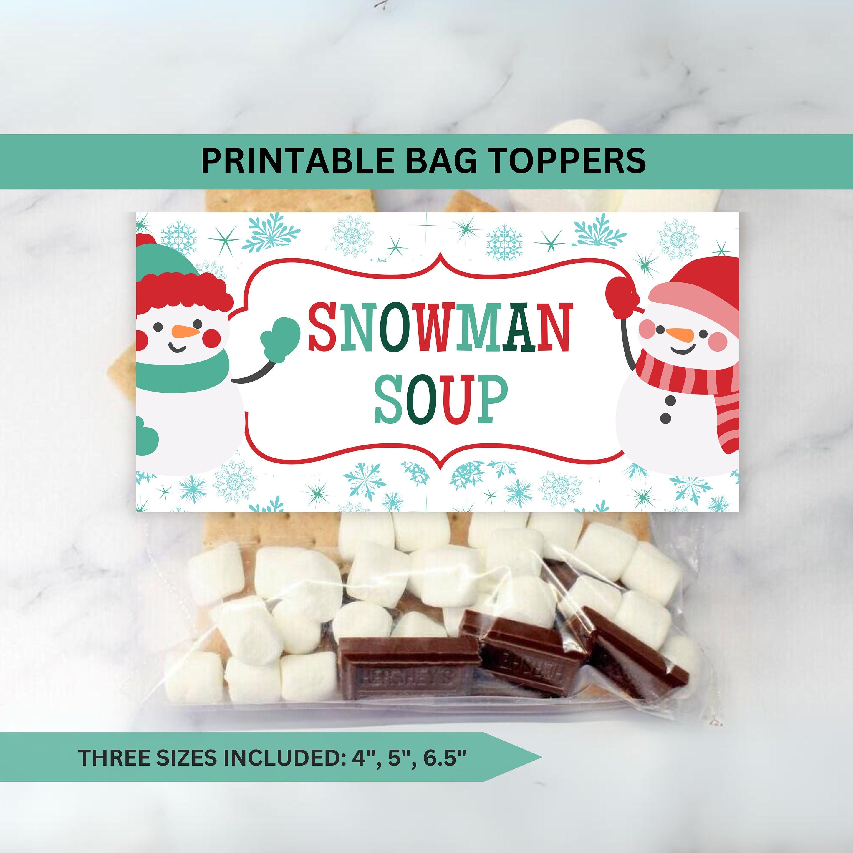 snowman soup bag topper printable poem, christmas hot cocoa mix