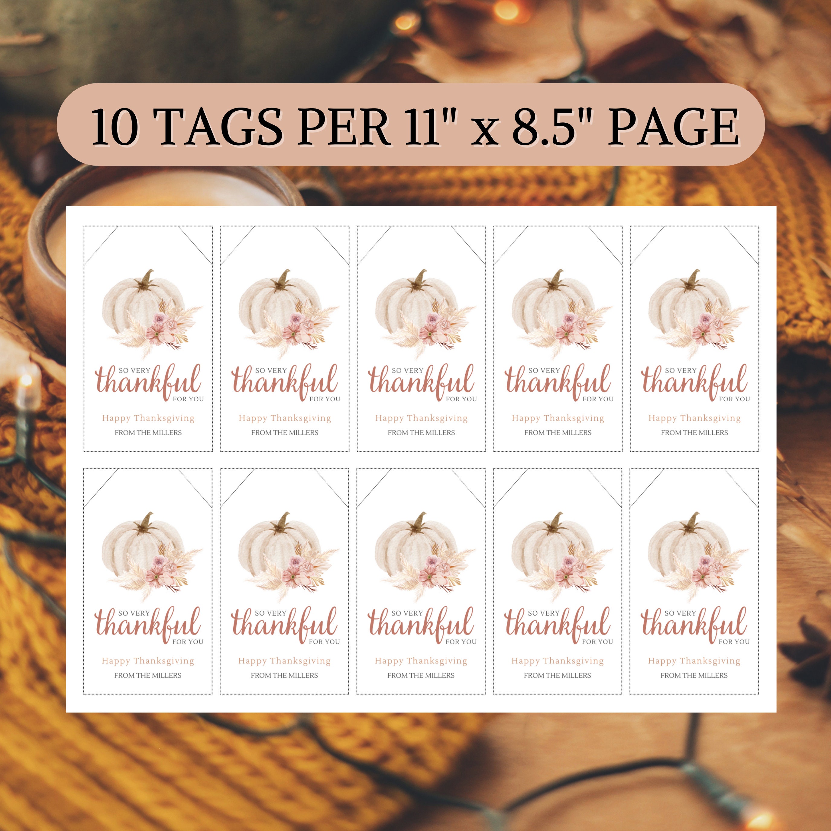 So Very Thankful for You Editable Gift Tag, Personalized Custom Fall ...