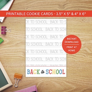 Zurück in der Schule Cookie Karte 4x6 Mini Box Backer Printable, Willkommen am ersten Tag Lehrer Schüler Schüler behandeln, sofortiger digitaler Download PDF