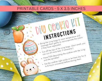 Easter DIY Cookie Printable Instructions Card: Do It Yourself Kit Decorating (Instant Digital Download)