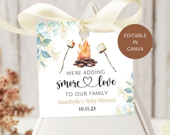 S'more Love Baby Shower Favor Tags Editable, Smore Love Printable Gift Tags for Guests, Boy Girl Gender Neutral, Instant Digital Download