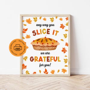 Fall Pie Staff Lounge Appreciation Printable Sign: Thanksgiving Teacher Breakroom PDF (Instant Digital Download)