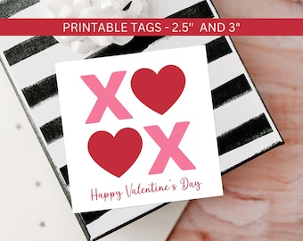 Etiqueta para galletas con forma de corazón para el día de San Valentín XOXO, etiqueta para regalo de San Valentín, embalaje para golosinas, descarga digital instantánea en archivo PDF