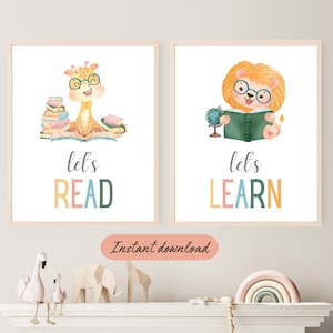 Placa de leitura para sala de aula Placa de leitura para sala de jogos Decoração de volta às aulas Decoração para educação domiciliar Decoração para recanto de leitura infantil Impressão de arte para leitura infantil