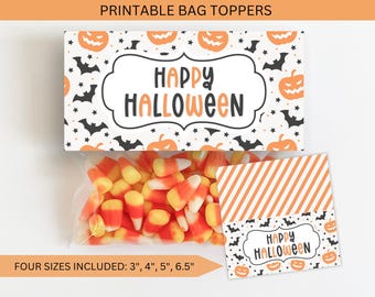 Printable Happy Halloween Cookie Bag Topper, Spooky Cookie Sleeve Topper Instant Download, Treat Candy Classroom Digital Gift PDF File