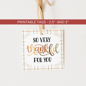 Thankful For You Cookie Tag Fall Printable, So Very Thankful Autumn Tag, Thanksgiving Gift Tag Treat Favor Label, Instant Digital Download