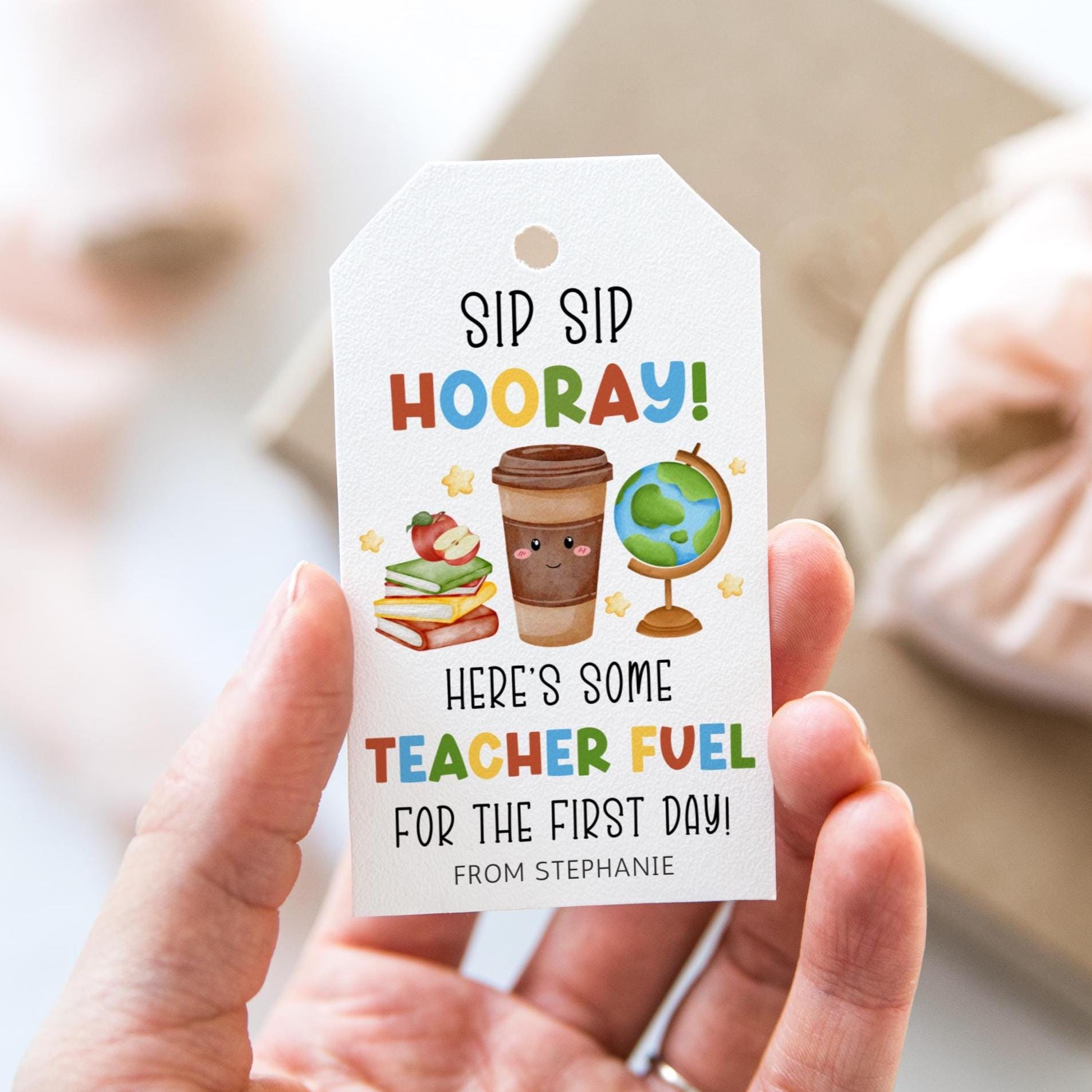 Teacher Fuel Coffee Tag, First Day of School Tag Editable, Printable ...