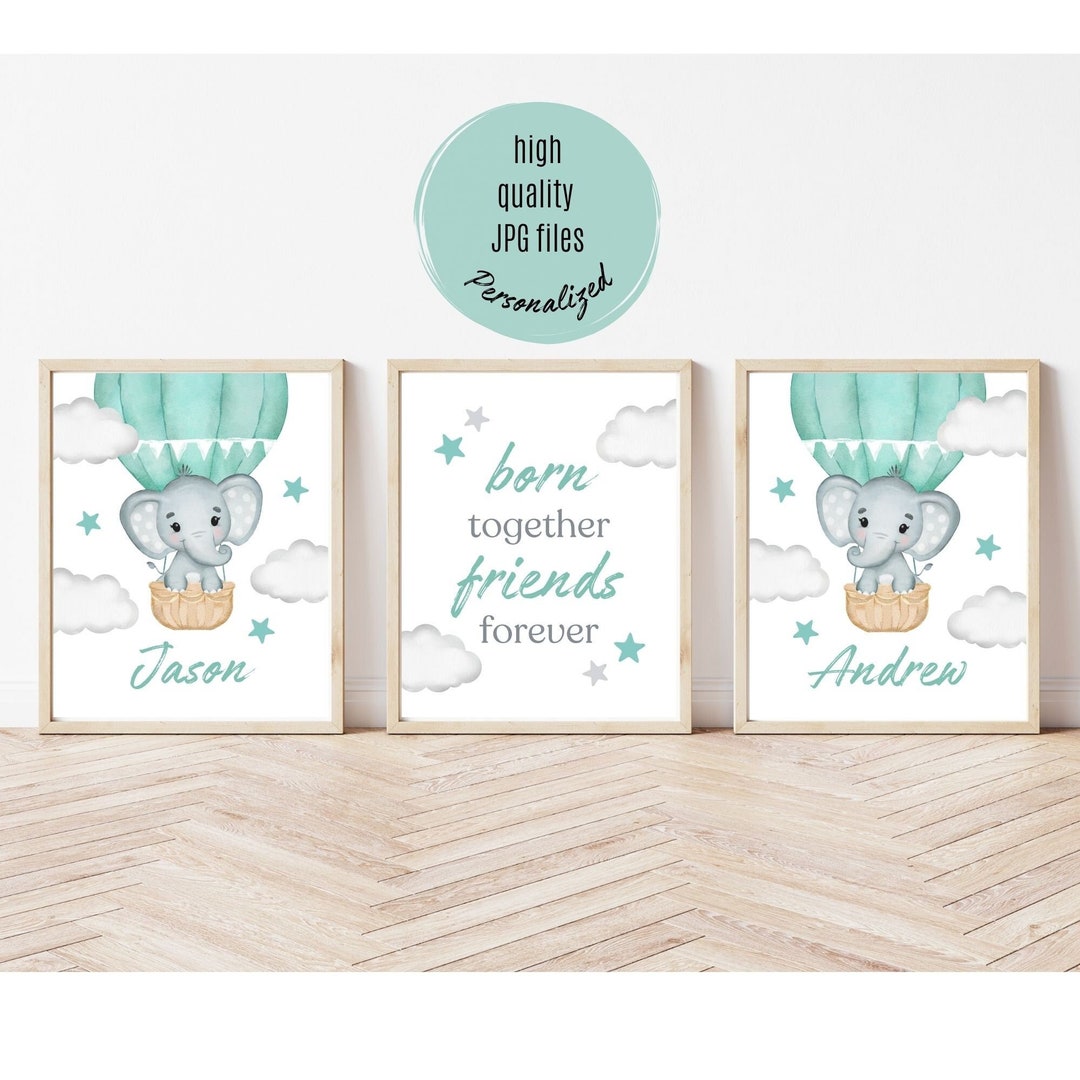 Twin Nursery Wall Art Twin Boy Nursery Decor Twin Girl Etsy