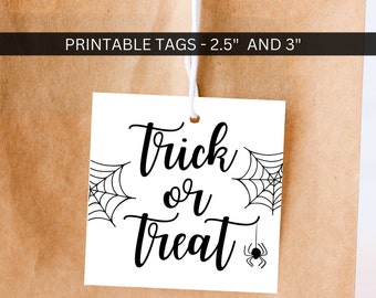 Trick or Treat Halloween Cookie Tag Printable, Downloadable Spooky Treat Candy Label for Kids Class Party Favors, Instant Digital Download