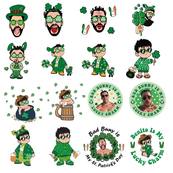 St Patrick's Day Baby Benito Bundle 47 PNG Digital File, St Patty's Day, Dia De San Patricio Baby Benito, Bad Bunny St Patricks Day