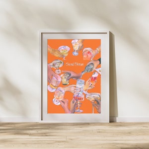 Good Times Orange Print- Printable Wall Art, Aesthetic Art Print, Preppy Funky Distorted Art, Bedroom, Poster, Trendy Print, Bar Cart Art