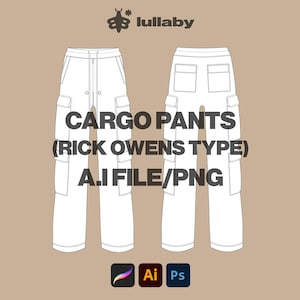 Cargo Pants Template Wide Pants Vector Template Illustrator Mockup Procreate Clothing Design Flat Drawing Clothing Brand Sketches Procreate